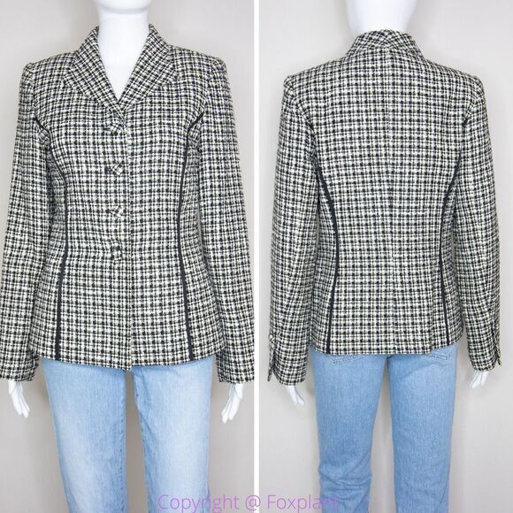Caslon tweed black and white blazer jacket , women's‎ size 4 - Picture 1 of 16
